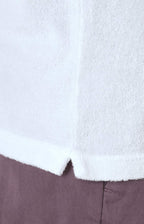 Short-sleeved terry polo shirt with open neck