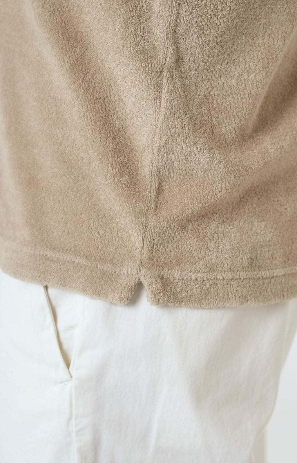Short-sleeved terry polo shirt with open neck