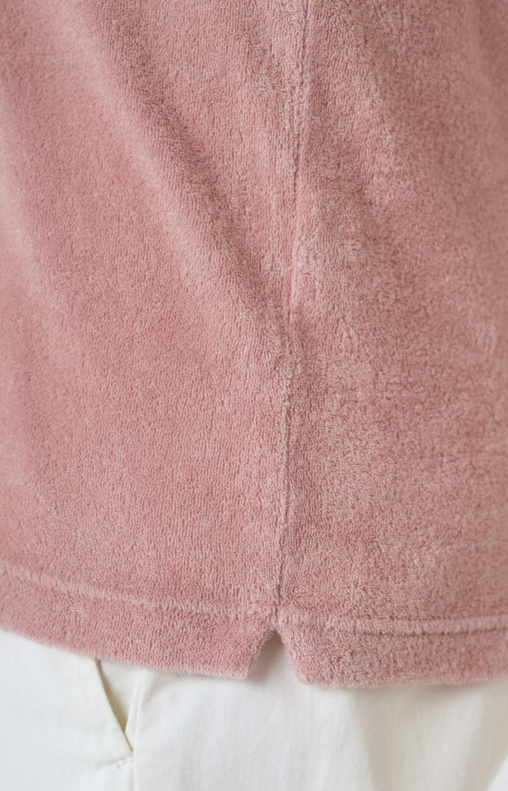 Short-sleeved terry polo shirt with open neck