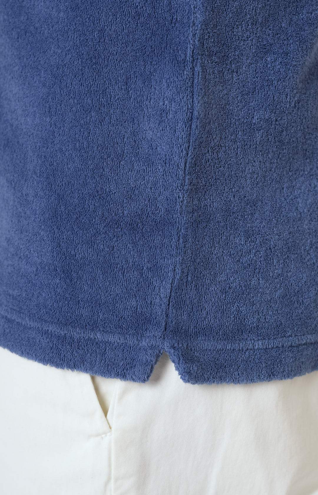 Short-sleeved terry polo shirt with open neck