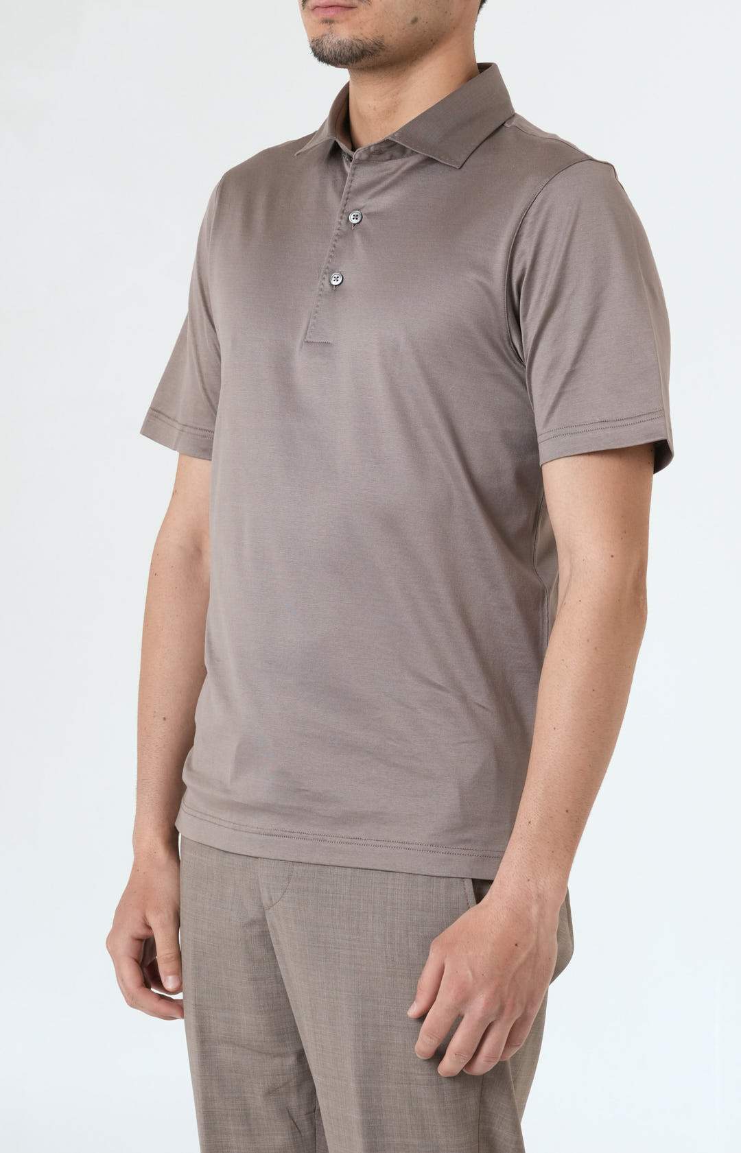 Short-sleeved polo shirt in ultra-light Scottish yarn