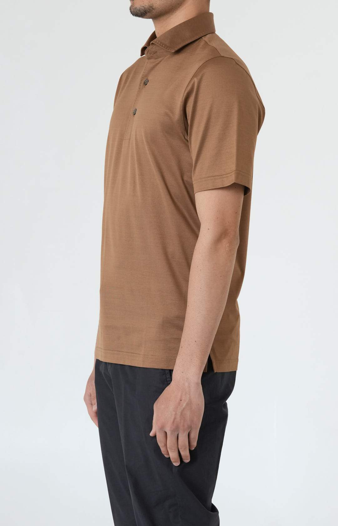 Short-sleeved polo shirt in ultra-light Scottish yarn