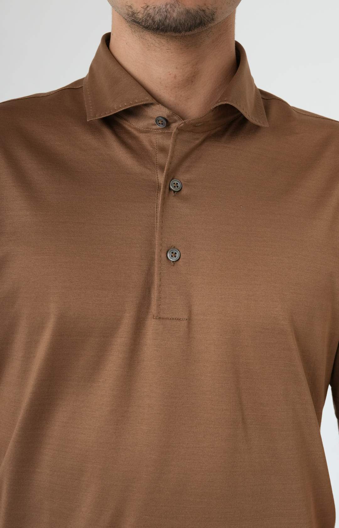 Short-sleeved polo shirt in ultra-light Scottish yarn