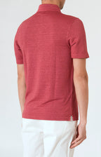 Short-sleeved polo shirt in ultra-light linen jersey