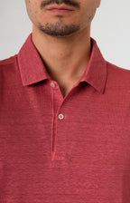 Short-sleeved polo shirt in ultra-light linen jersey