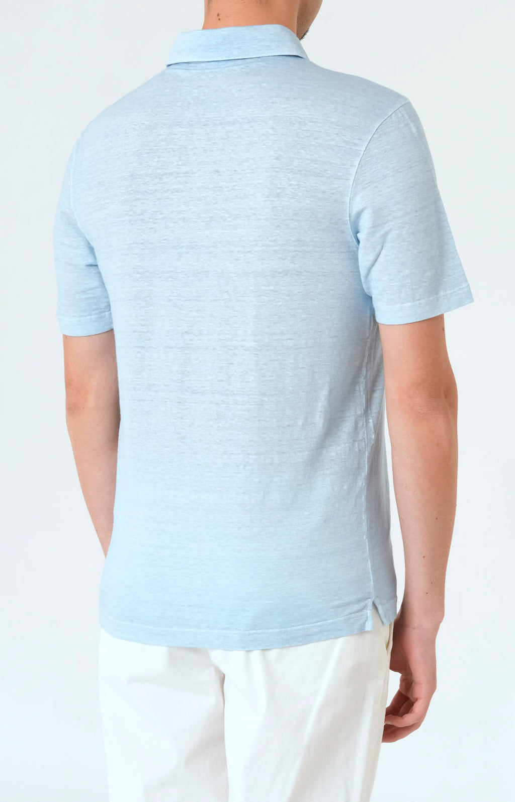 Short-sleeved polo shirt in ultra-light linen jersey
