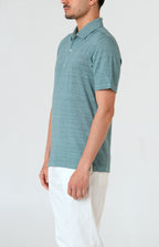 Short-sleeved polo shirt in ultra-light linen jersey