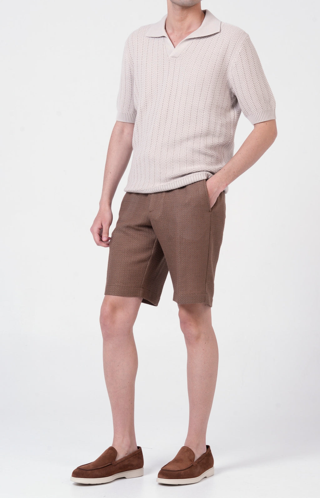 Bermuda in lino e cotone tricot
