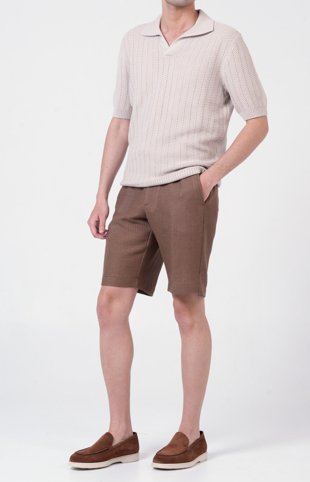 Bermuda in lino e cotone tricot
