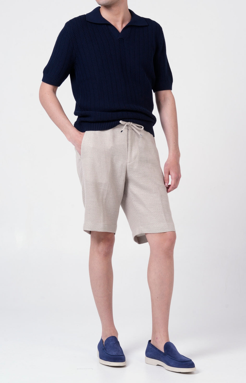 Bermuda in lino e cotone tricot