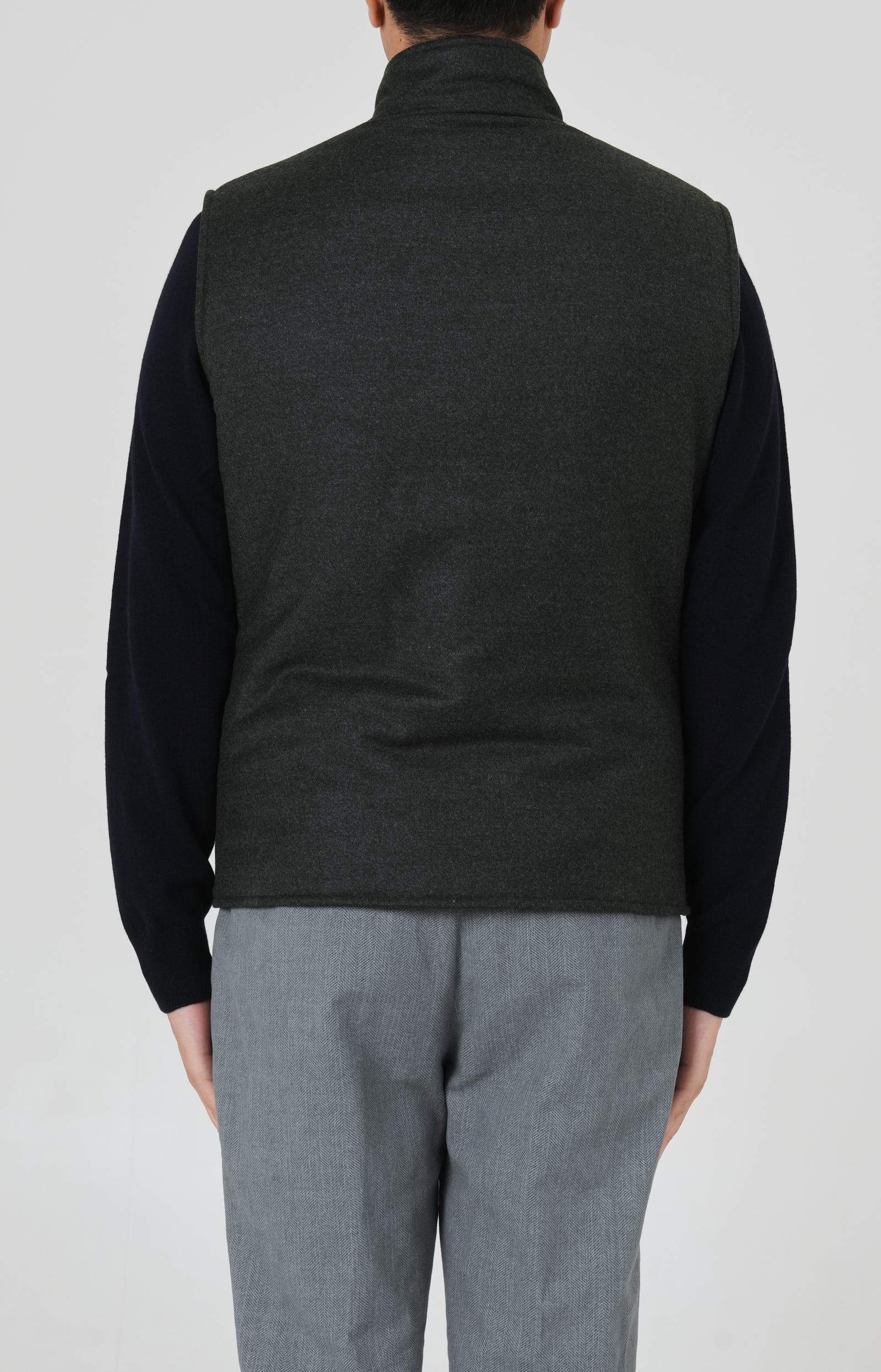 Gilet reversibile in lana e suede