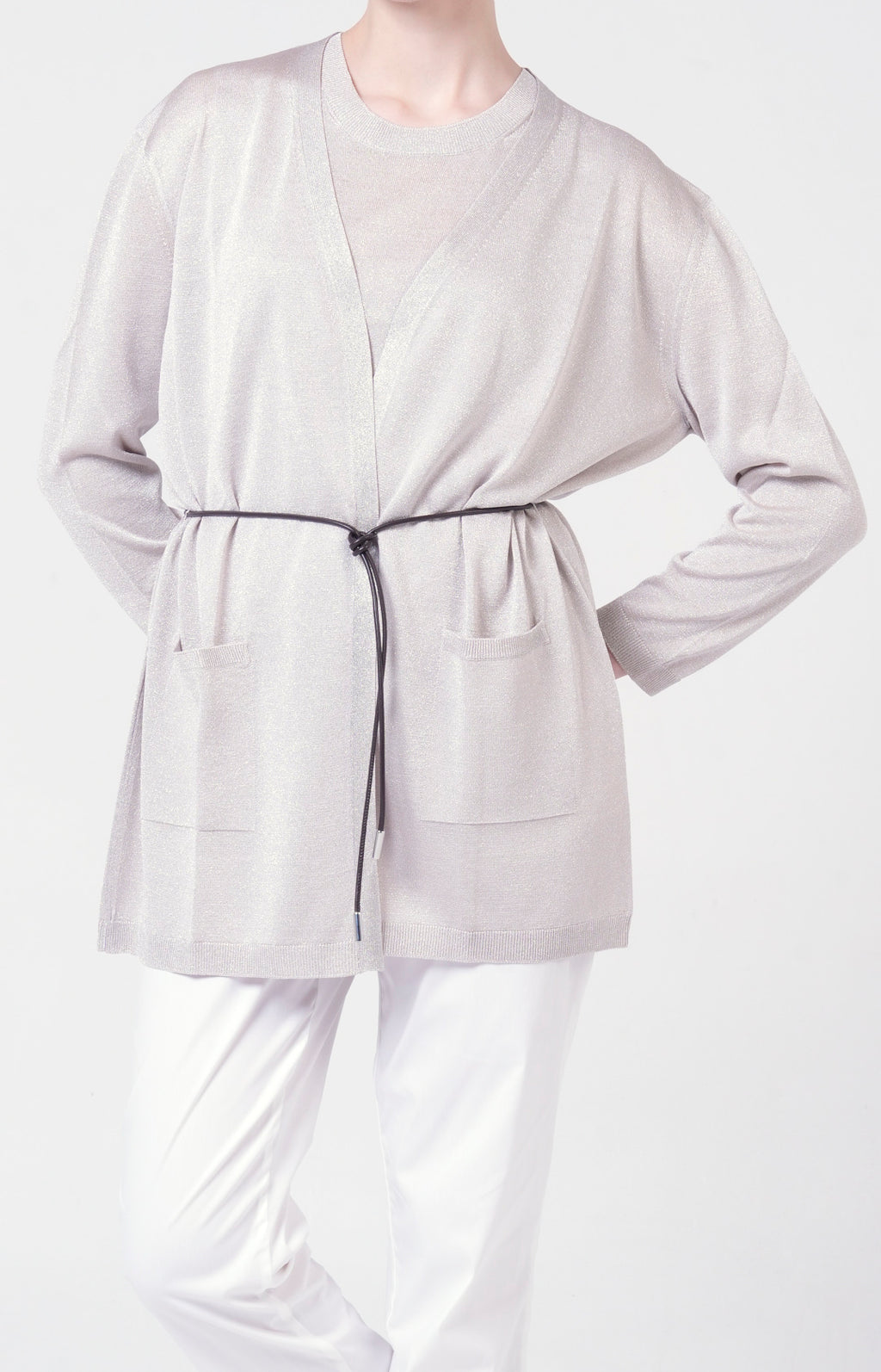 Twin-set in lurex con cintura
