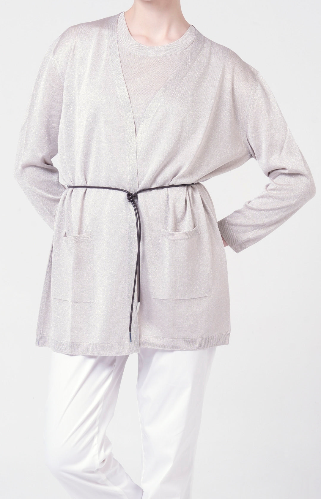 Twin-set in lurex con cintura