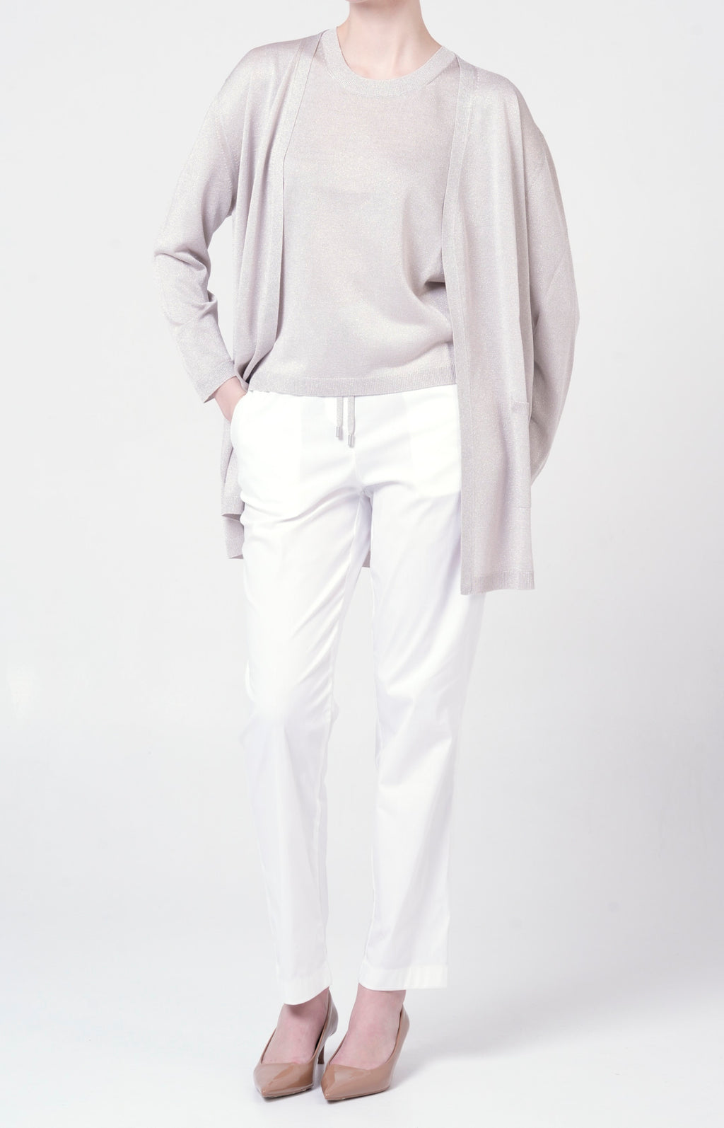 Twin-set in lurex con cintura