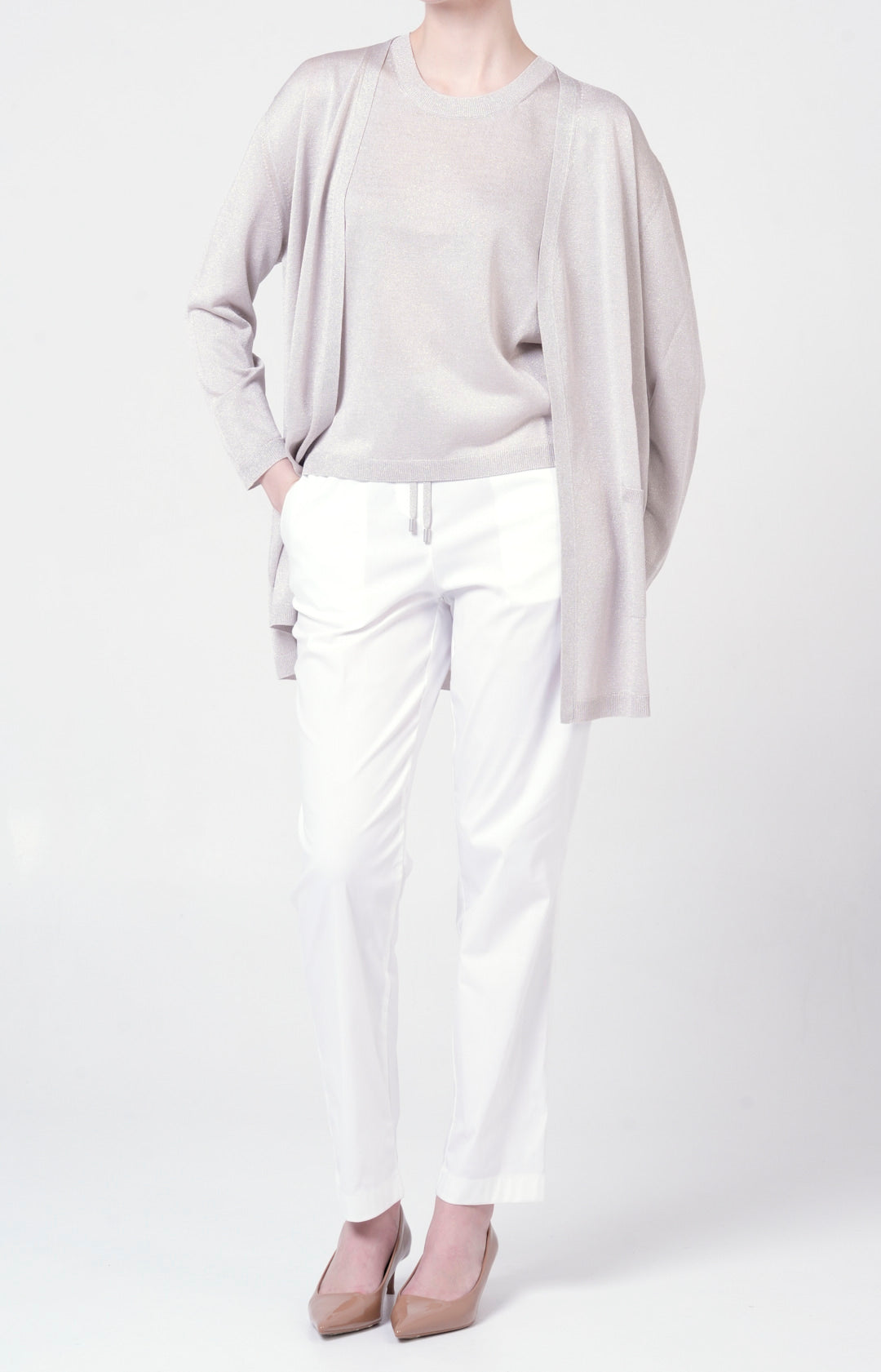 Twin-set in lurex con cintura