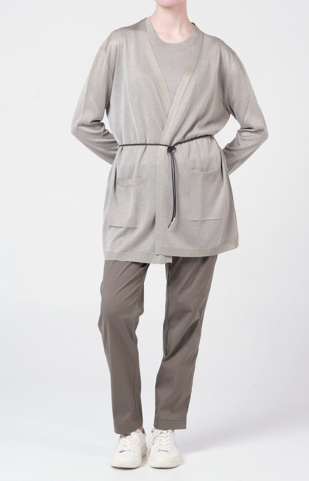 Twin-set in lurex con cintura
