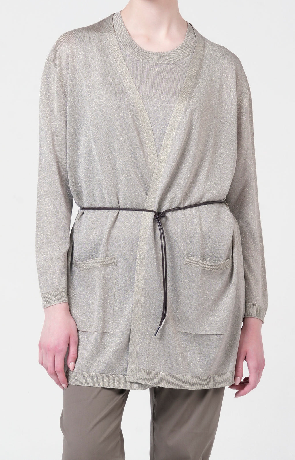 Twin-set in lurex con cintura