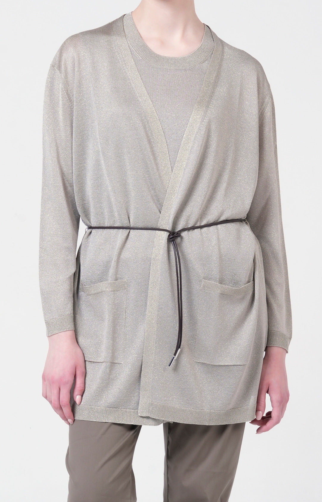 Twin-set in lurex con cintura